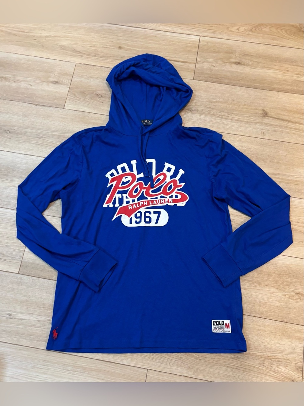 Polo Ralph Lauren Men’s Blue Hoodie With Polo 1967 Logo Sporting Goods Medium M